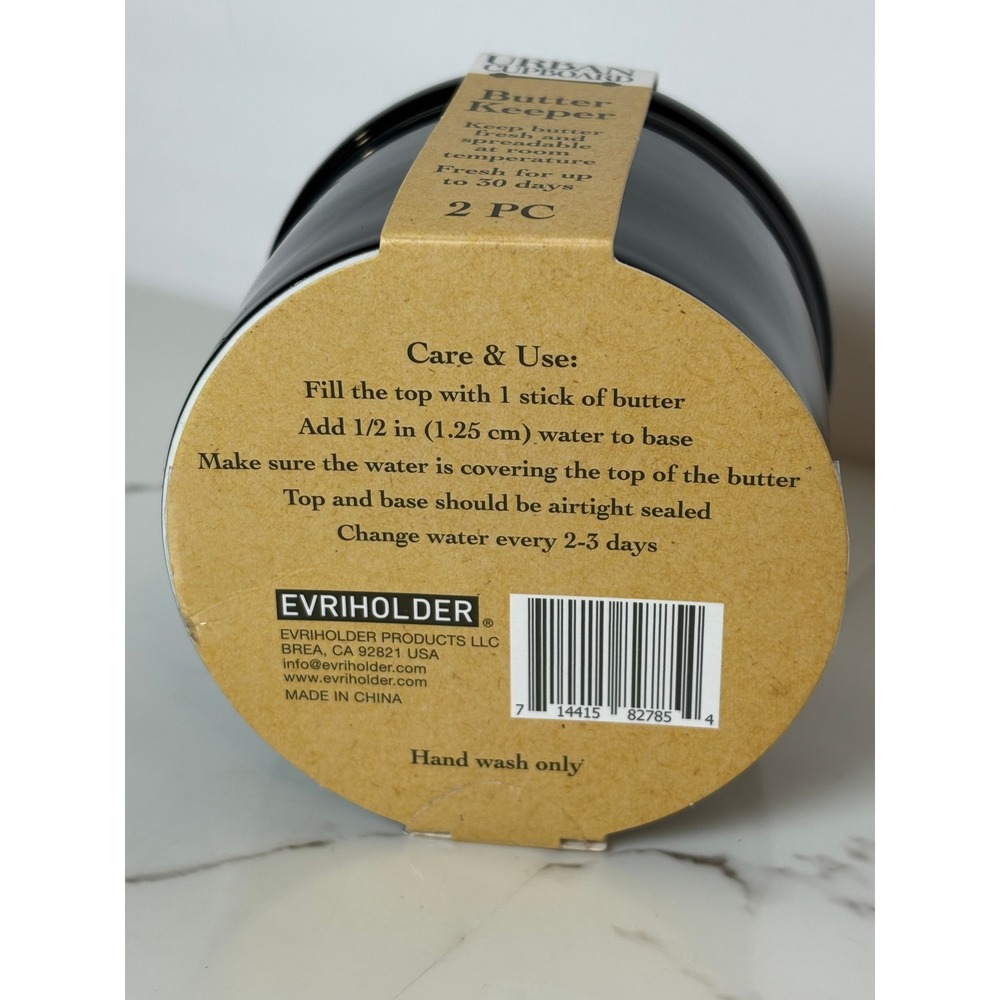 Urban Cupboard Ceramic Butter Keeper Black French Butter Crock 2 PC New - Picture 7 of 7